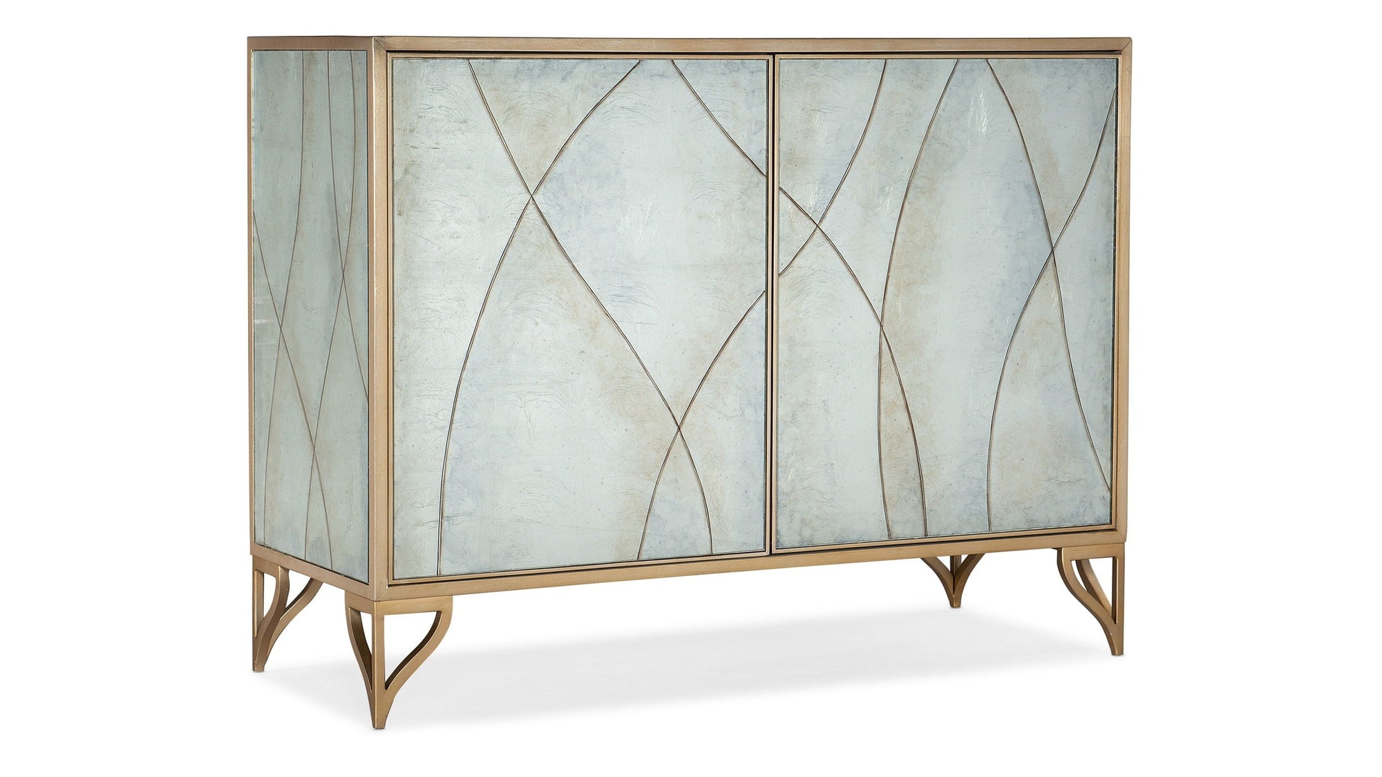 Melange - Joannie 2-Door Chest - Light Blue / Gold