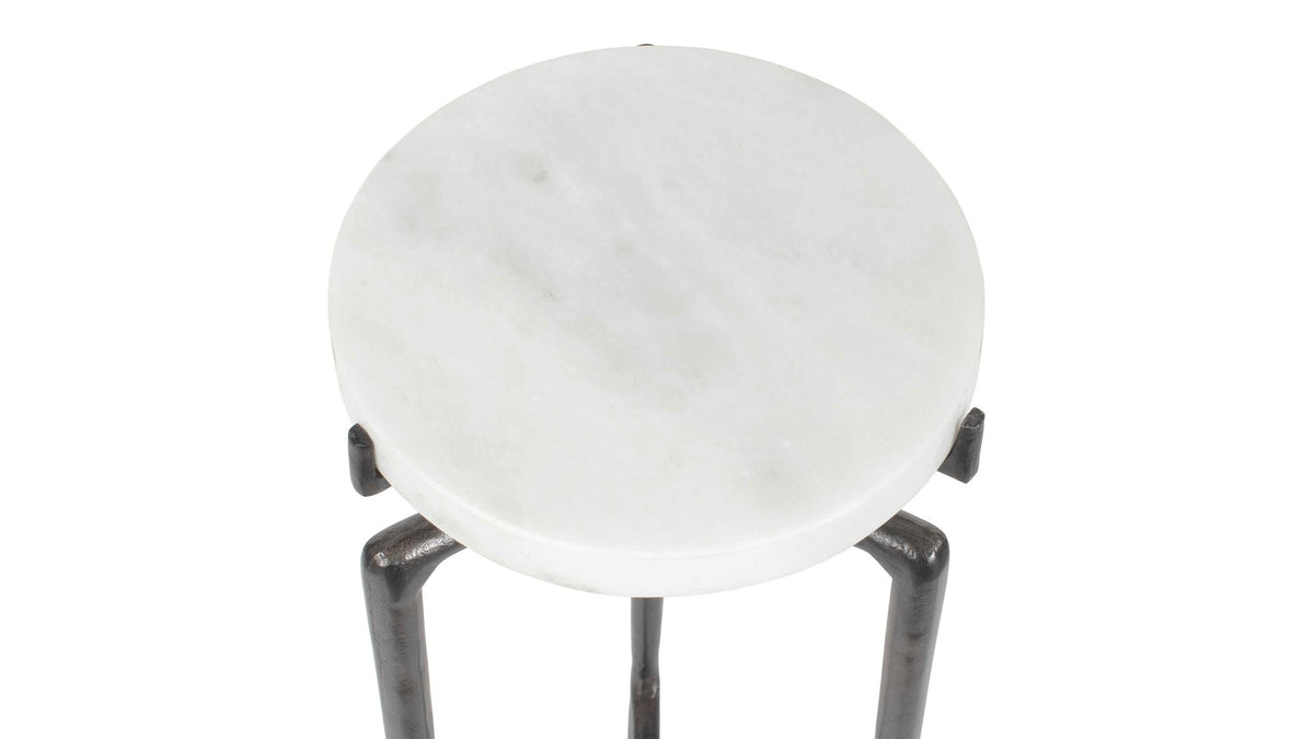 Tobias - Marble Slab Drink Table - Bronze / White