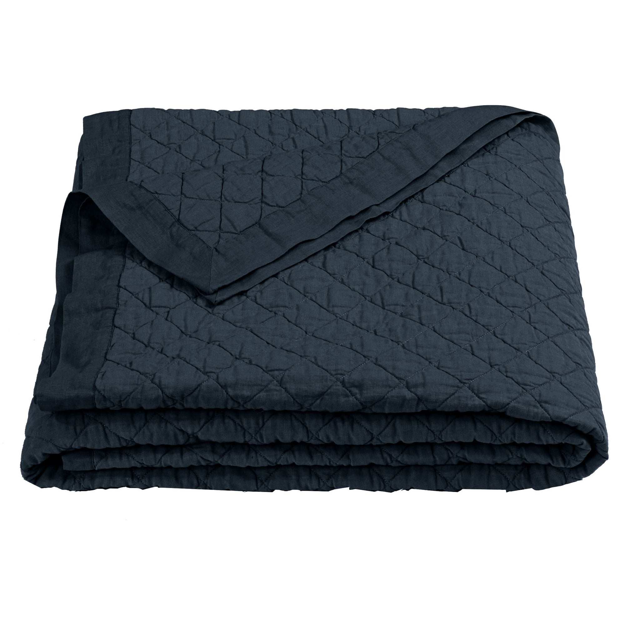 Diamond Linen - Twin Linen Cotton Diamond Quilt - Navy