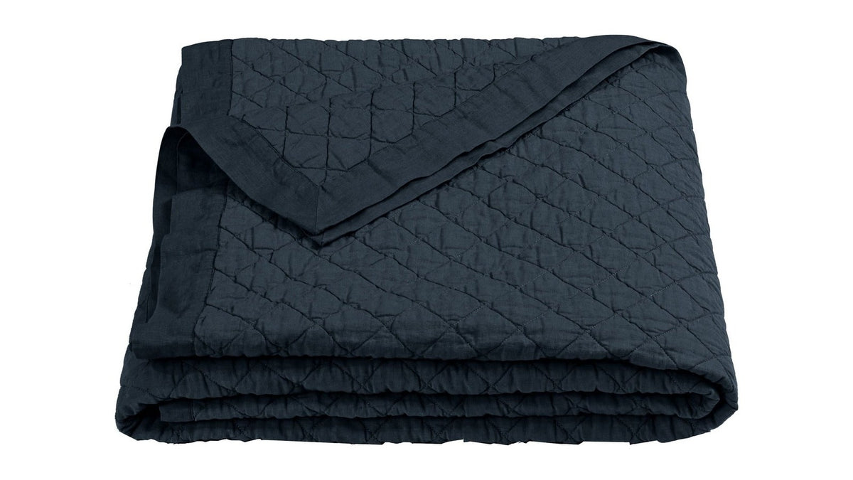Diamond Linen - Twin Linen Cotton Diamond Quilt - Navy