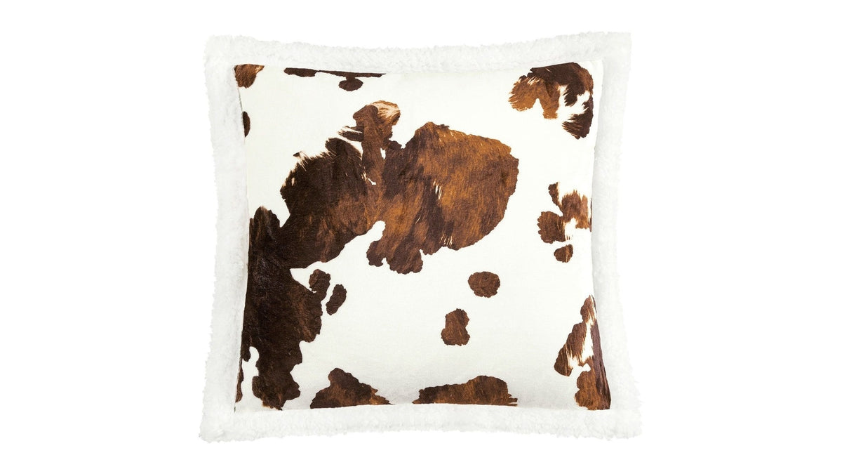 Campfire - Elsa Cowhide Campfire Sherpa Pillow 6 Per Carton - Chocolate