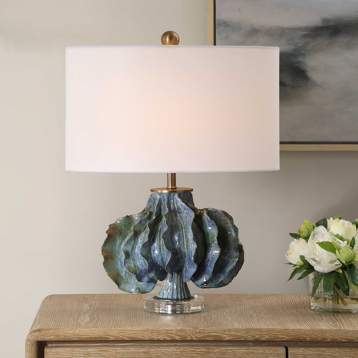 Ruffle Up - Table Lamp - Blue Green