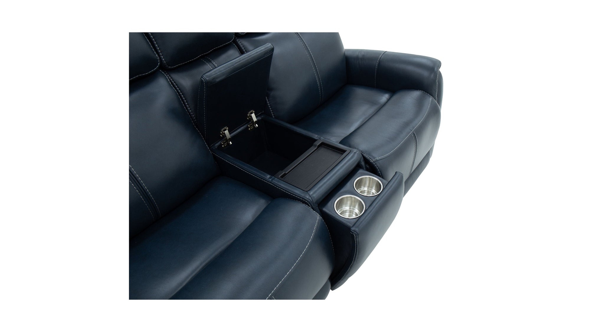 View - Power Reclining Loveseat With Console, Power Headrest & Lumbar