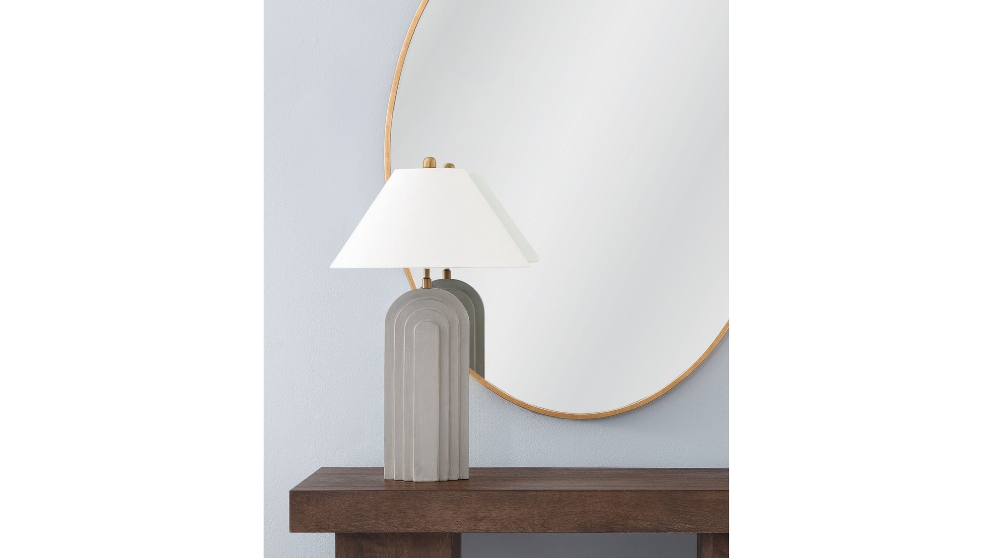 Witham - Table Lamp - Light Cement With Gold Highlights