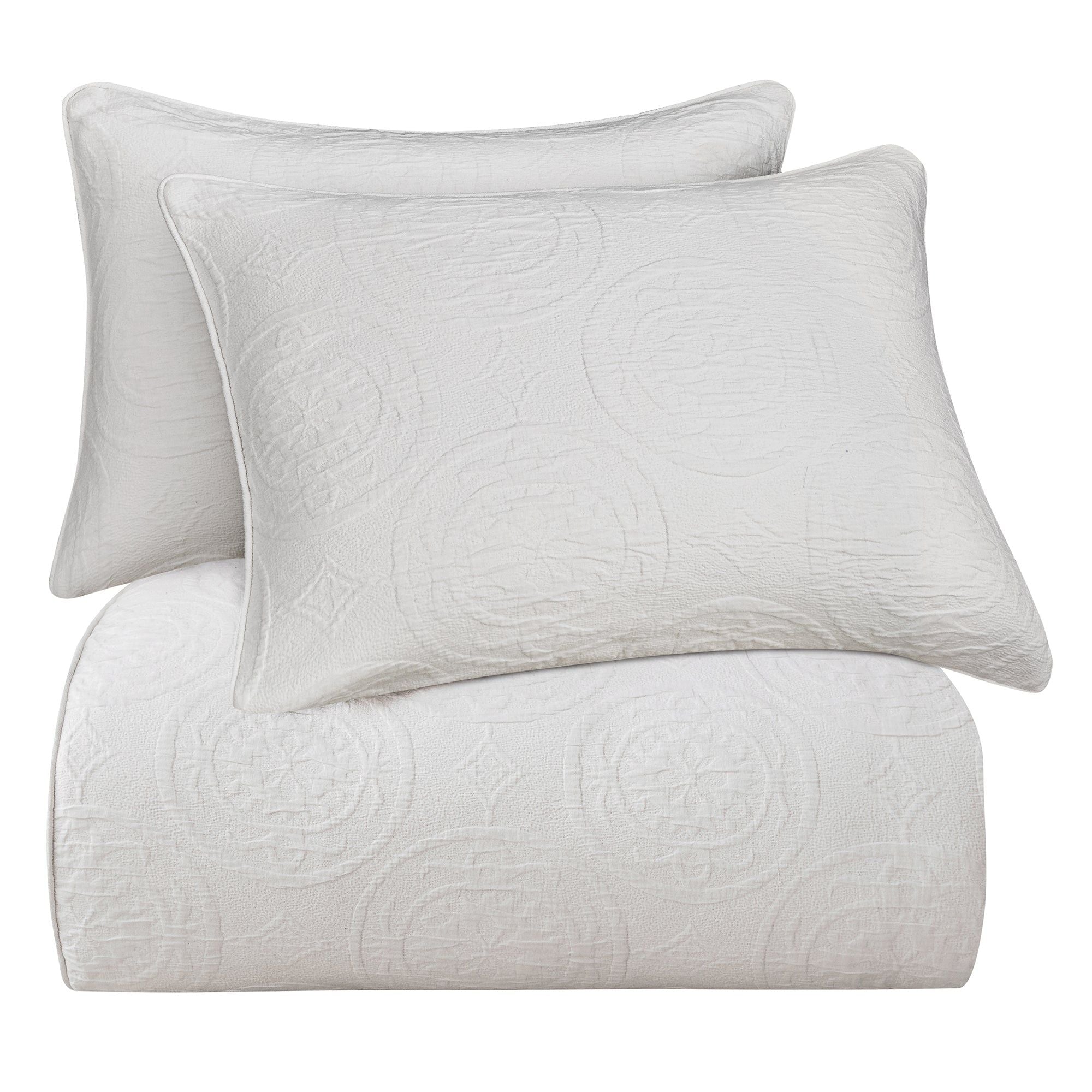 Verona Matelasse - King Comforter Set (Set of 3) - Vintage White