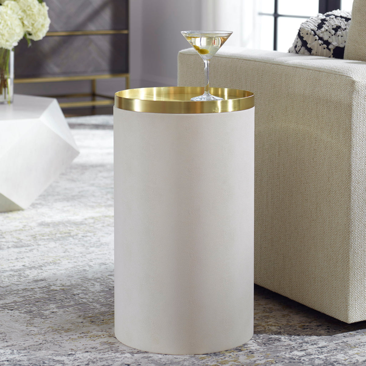 Circuit - Brass &amp; White Accent Table - White