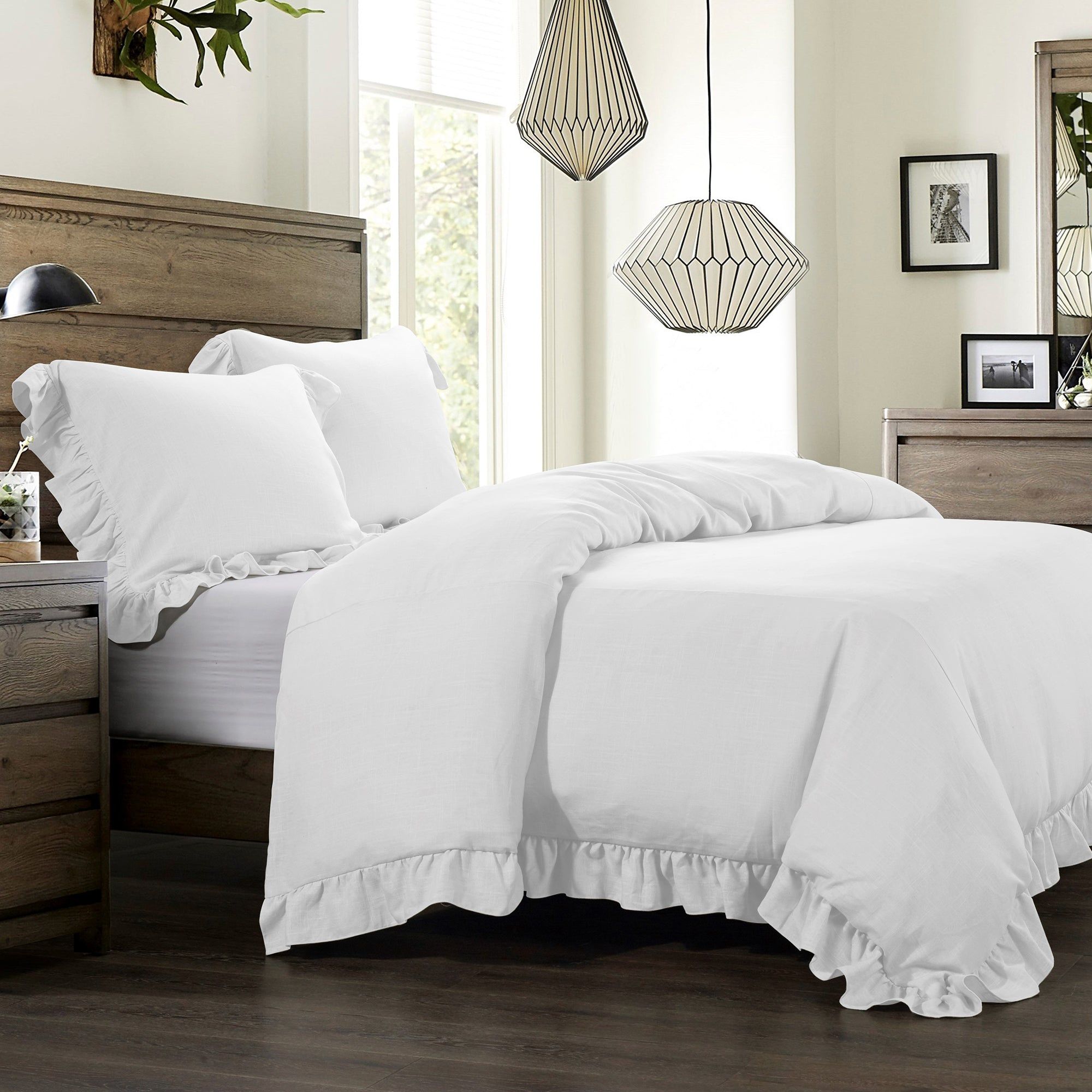 Lily - King Washed Linen Duvet Cover - White