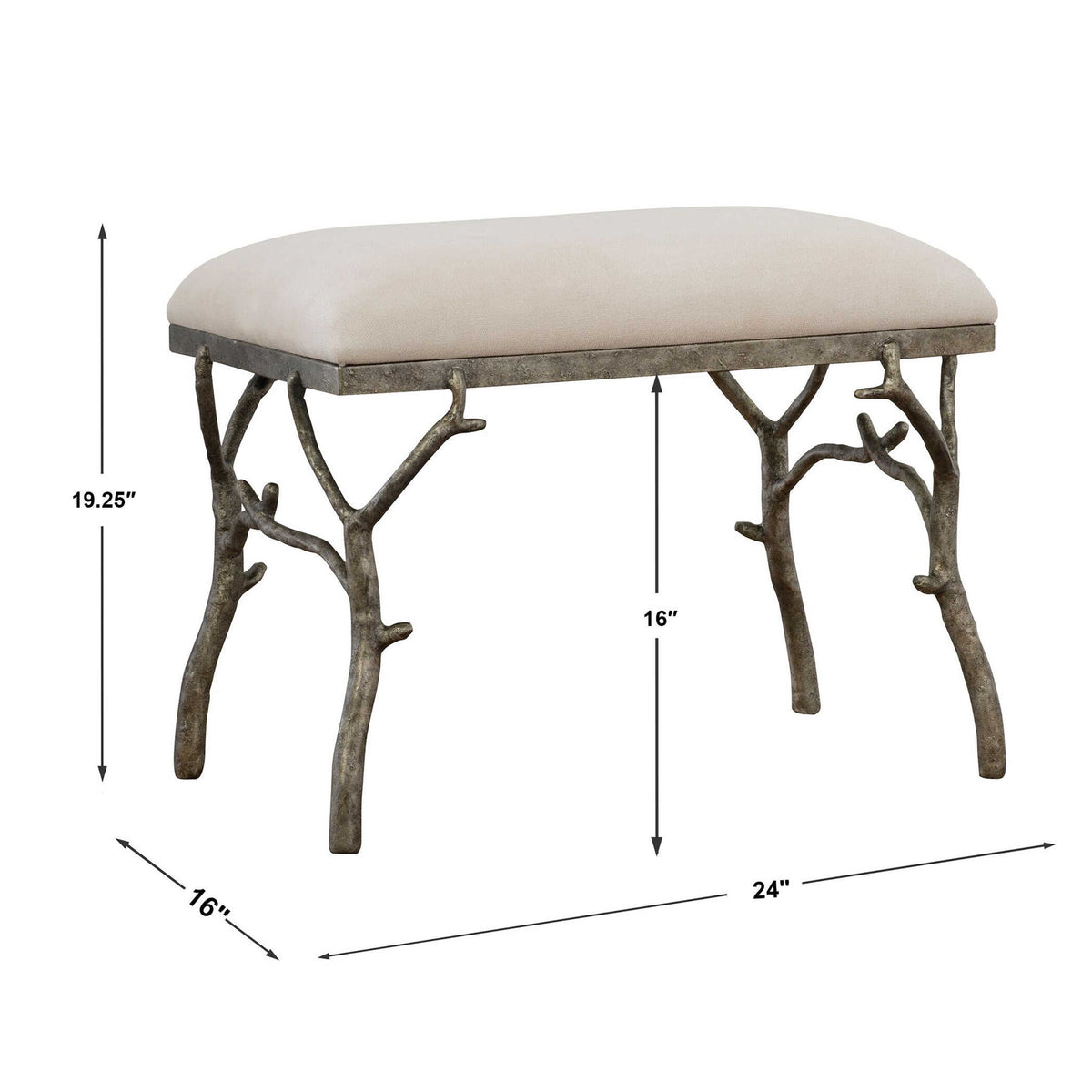 Lismore - Small Fabric Bench - Beige