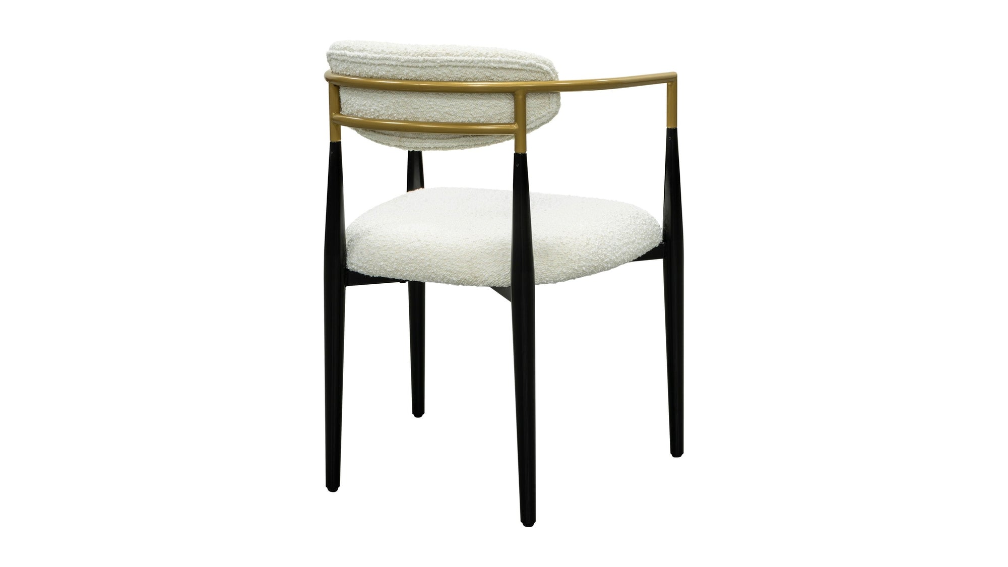 Jenson - White Dining Chair - Semi-Gloss Black /Brushed Gold / Ivory Boucle