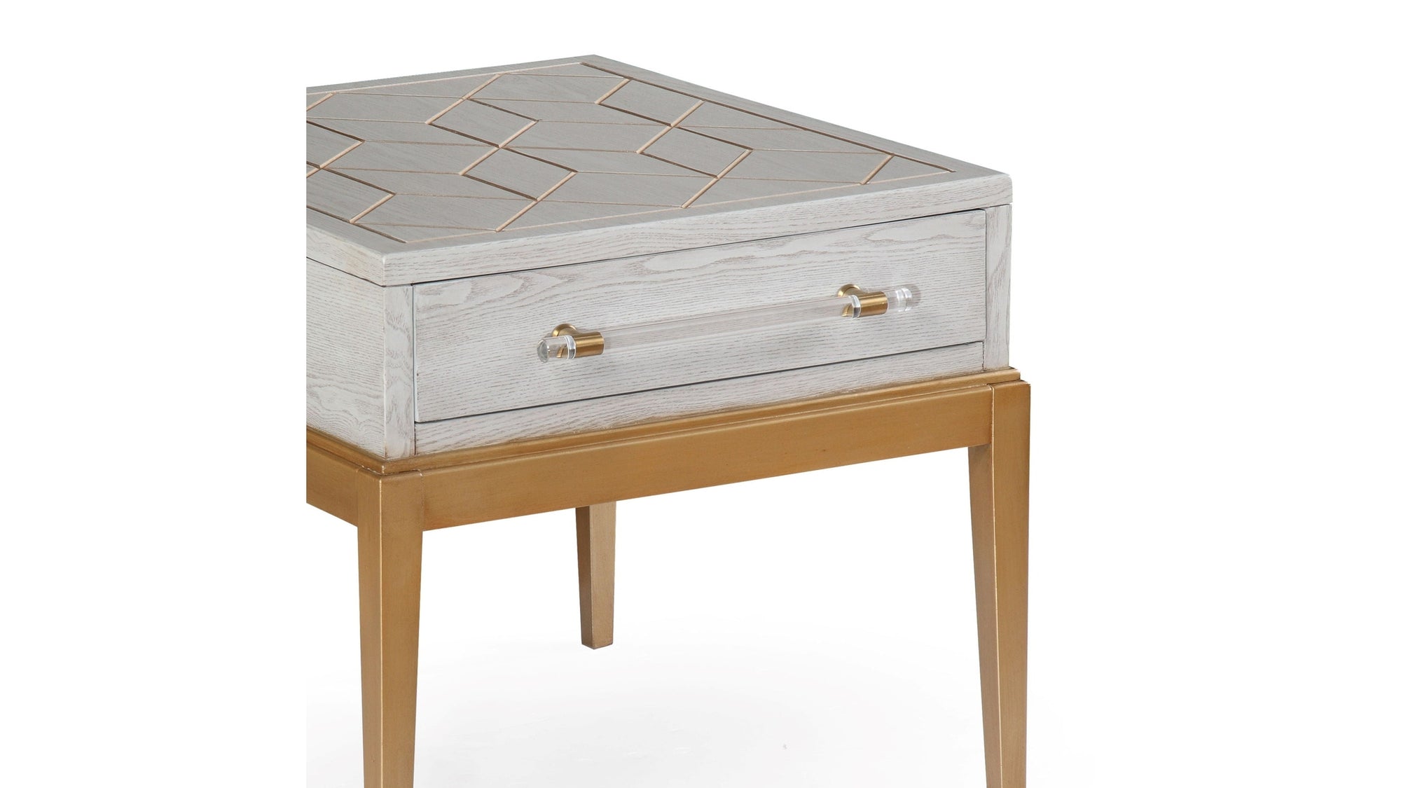 Perrine - Rectangle End Table - Silver / Gold
