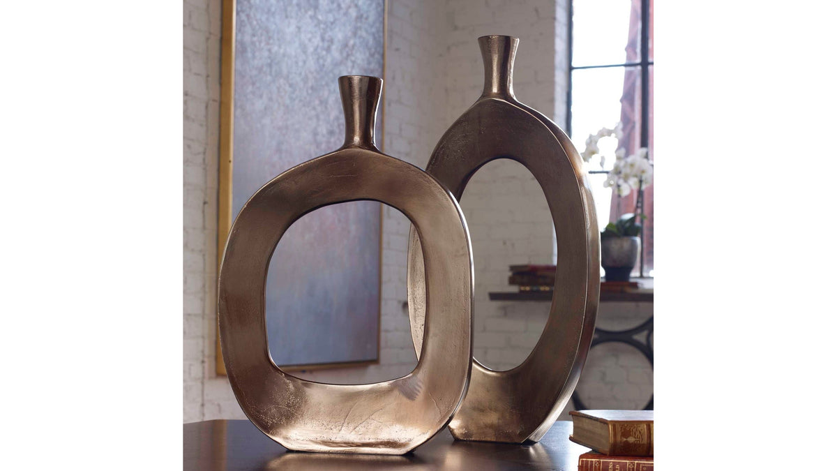 Kyler - Textured Vases (Set of 2) - Bronze
