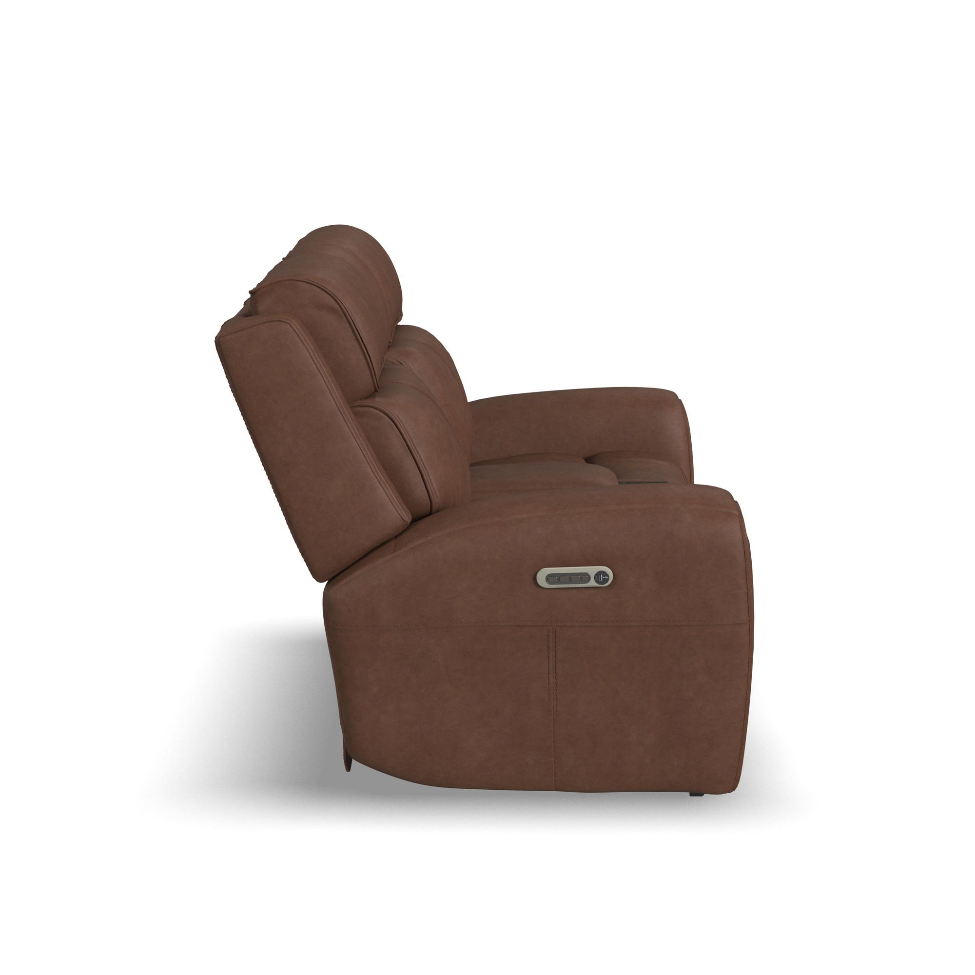 Warren - Power Reclining Loveseat With Console, Power Headrest &amp; Lumbar - Dark Brown