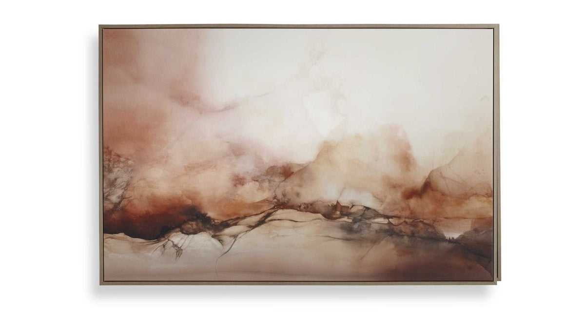 Rise - Framed Modern Canvas - Black / Brown / Orange / White