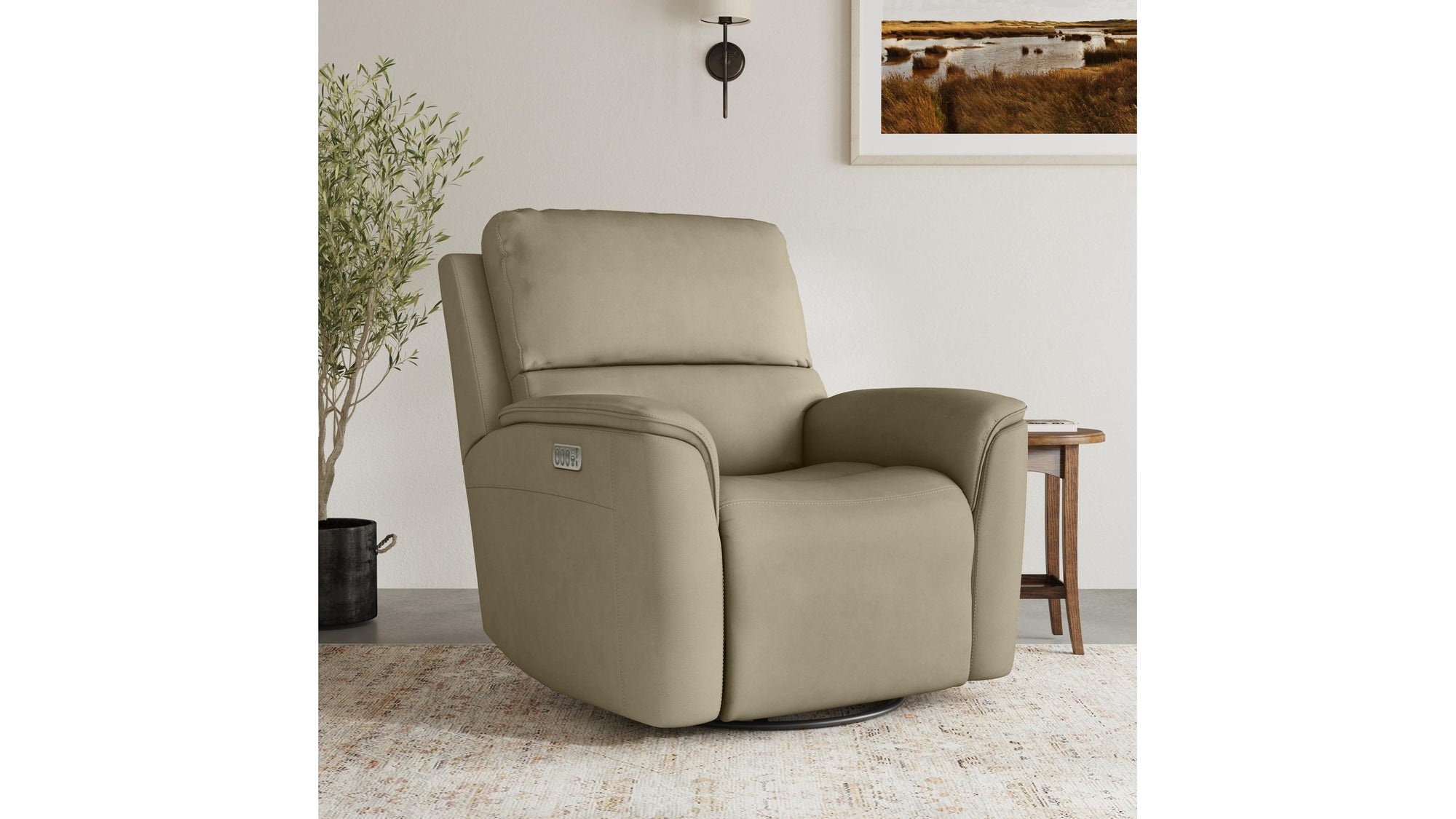Henry - Power Swivel Gliding Recliner With Power Headrest, Lumbar, Heat & Massage