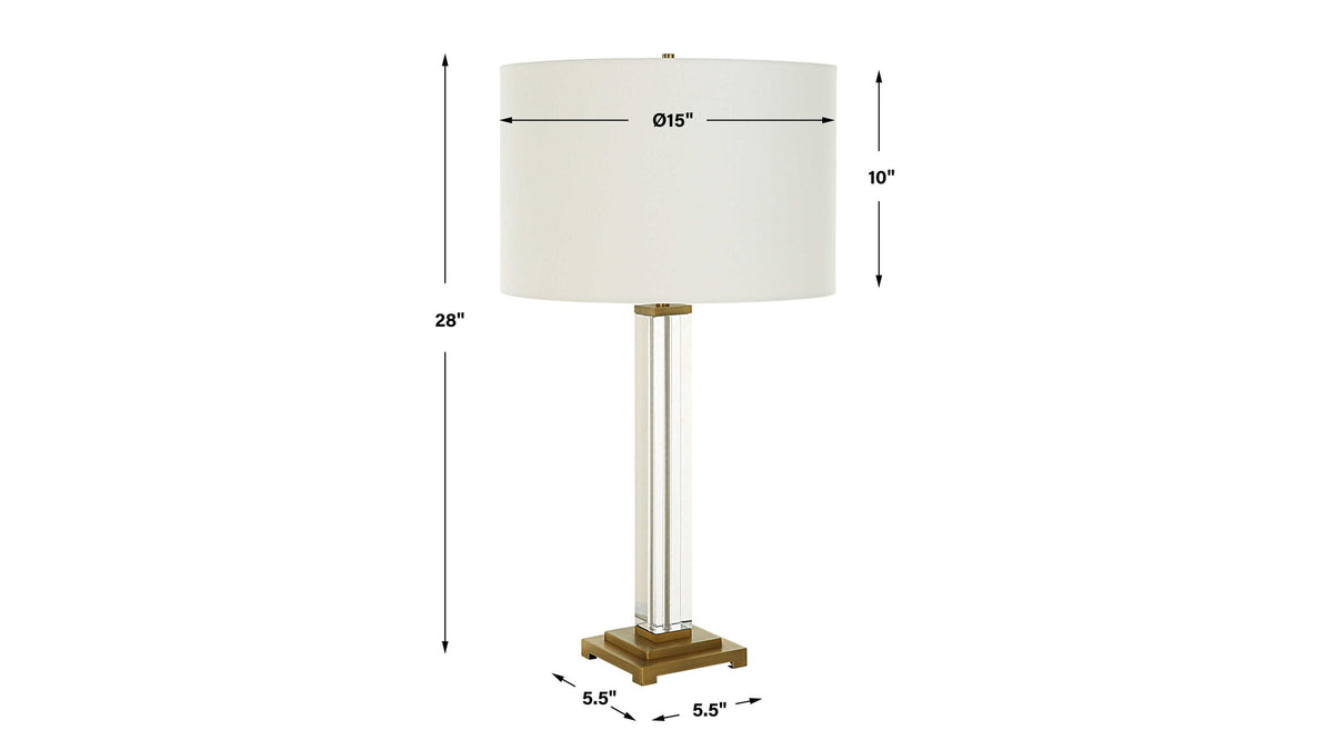 Crystal Column - Table Lamp - Silver