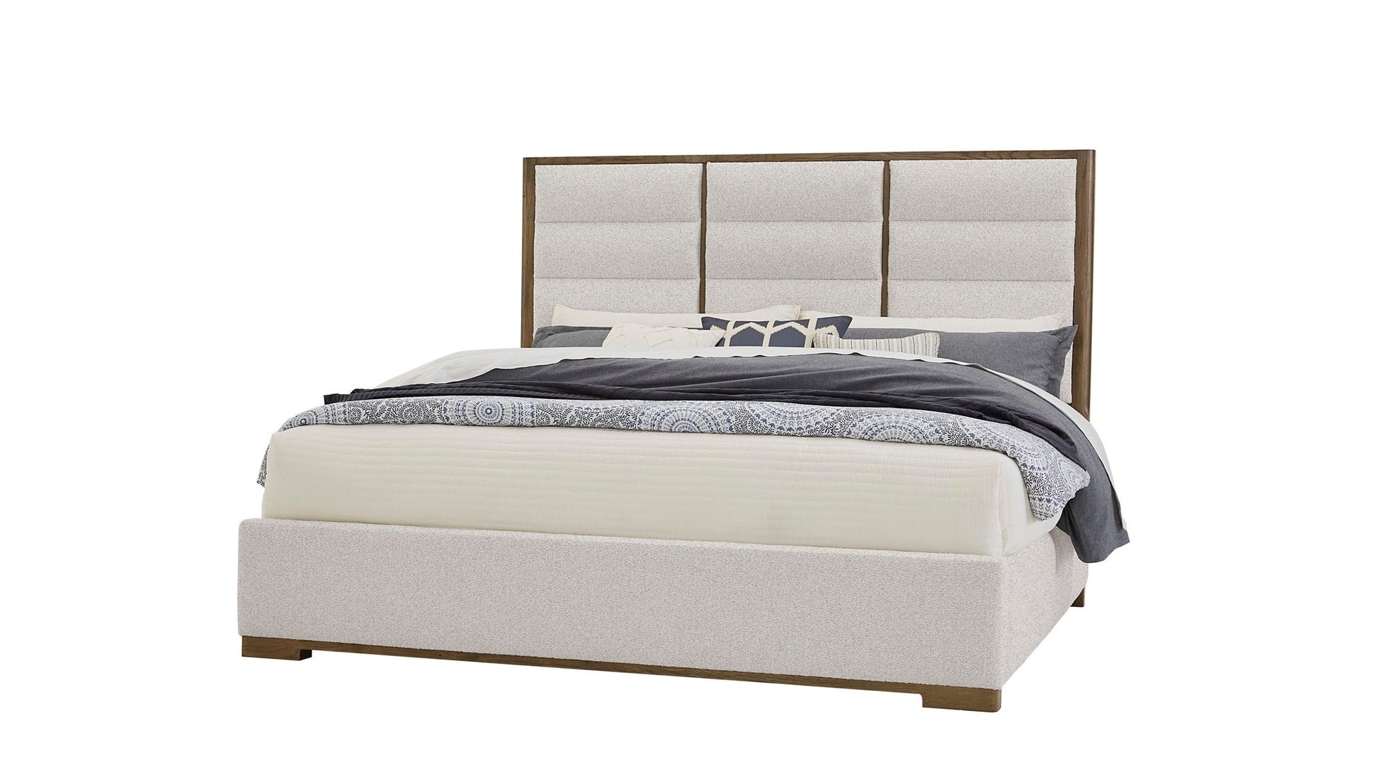 Crafted Oak - Upholstered Bed Headboard, Footboard With Rails