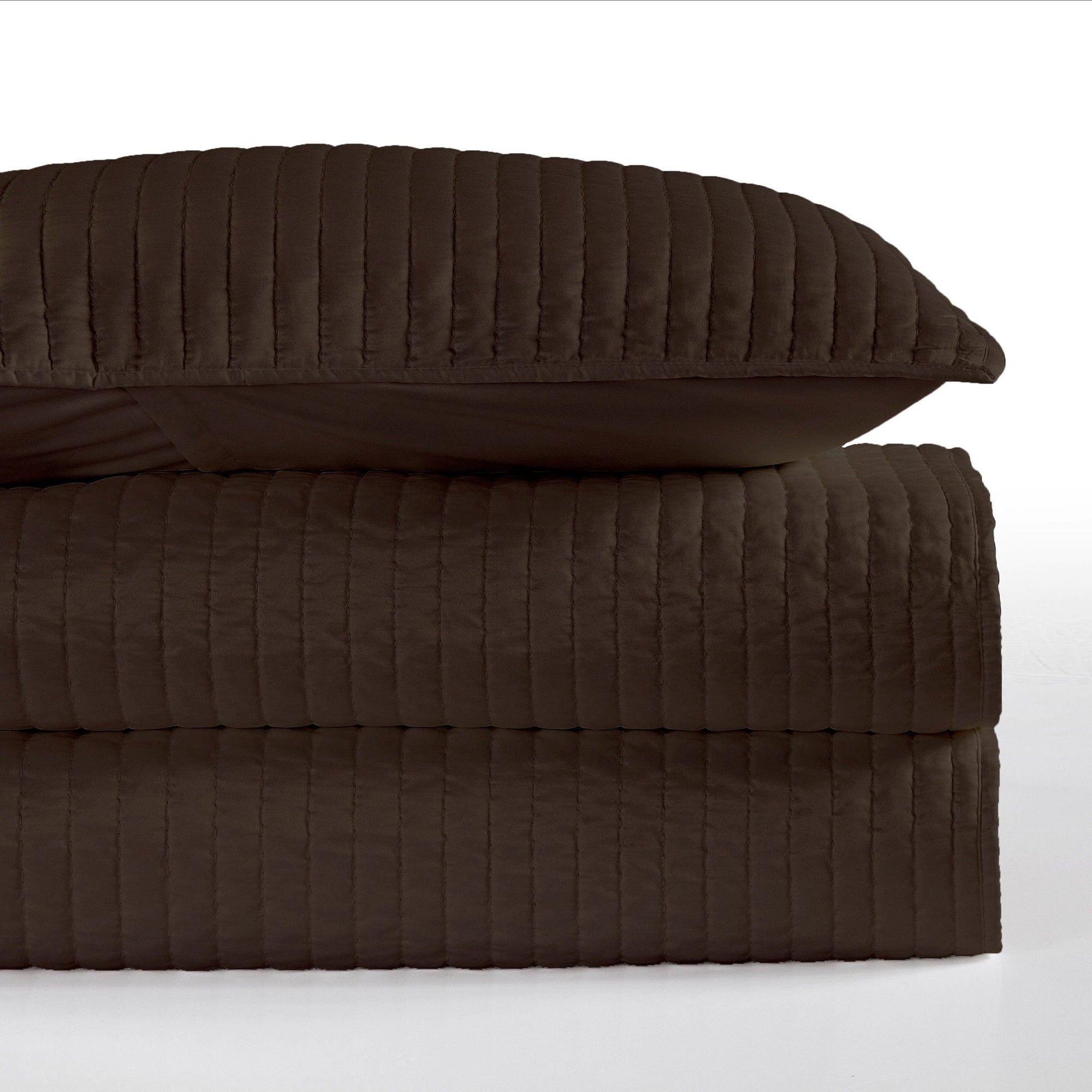 Satin Channel - Twin Quilt Set (Set of 2) - Chocolate