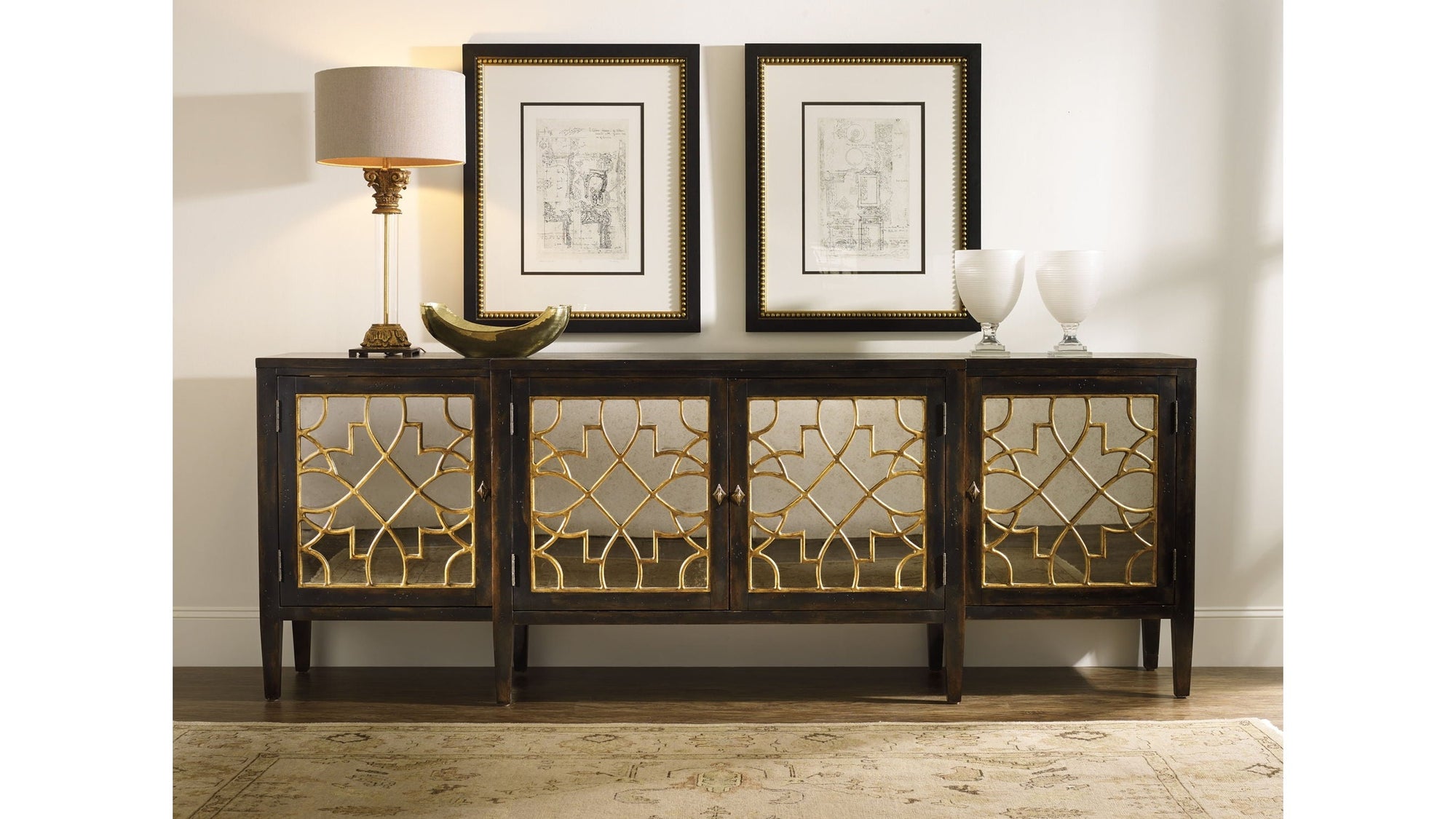 Sanctuary - Four-Door Mirrored Console Table