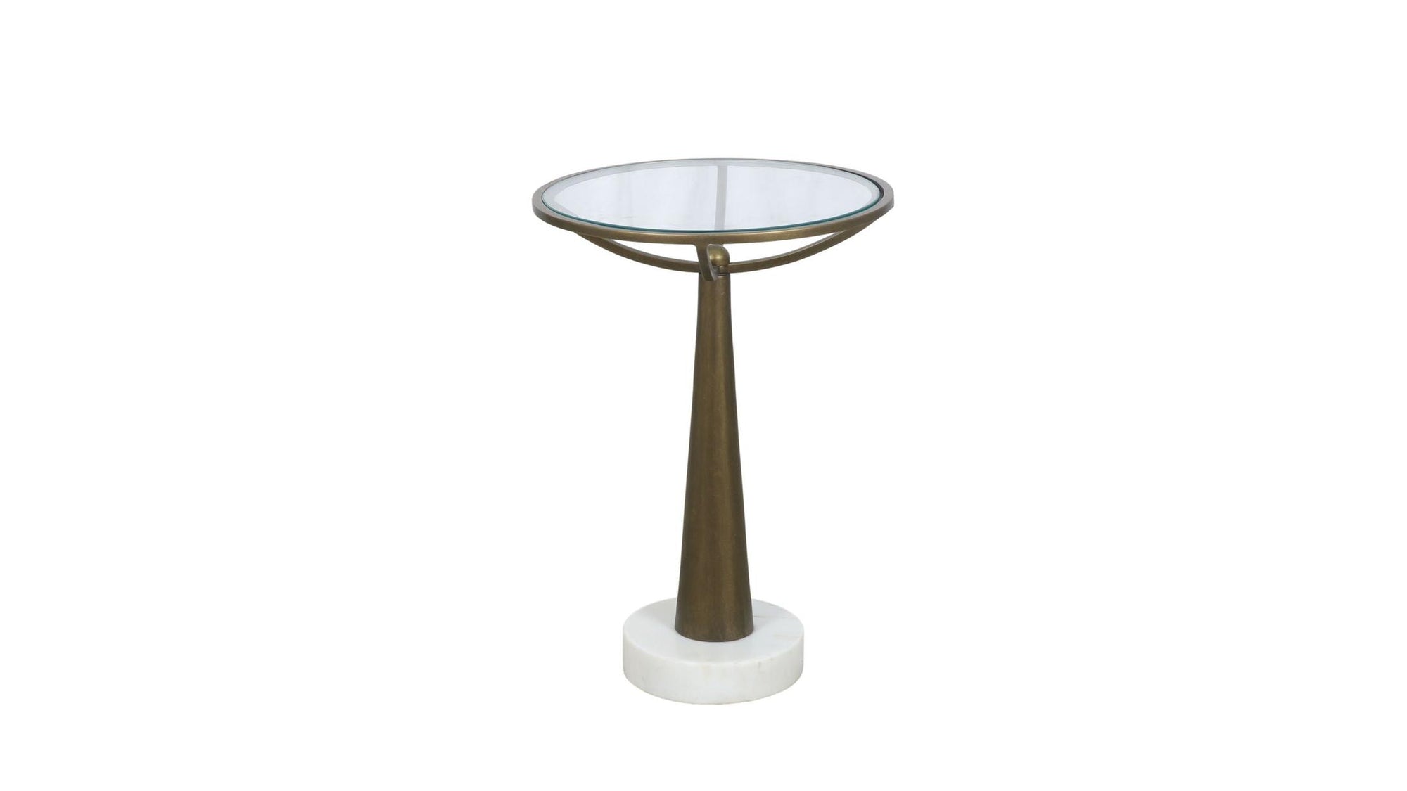 Delgado - Accent Table - Antique Brass / White Marble