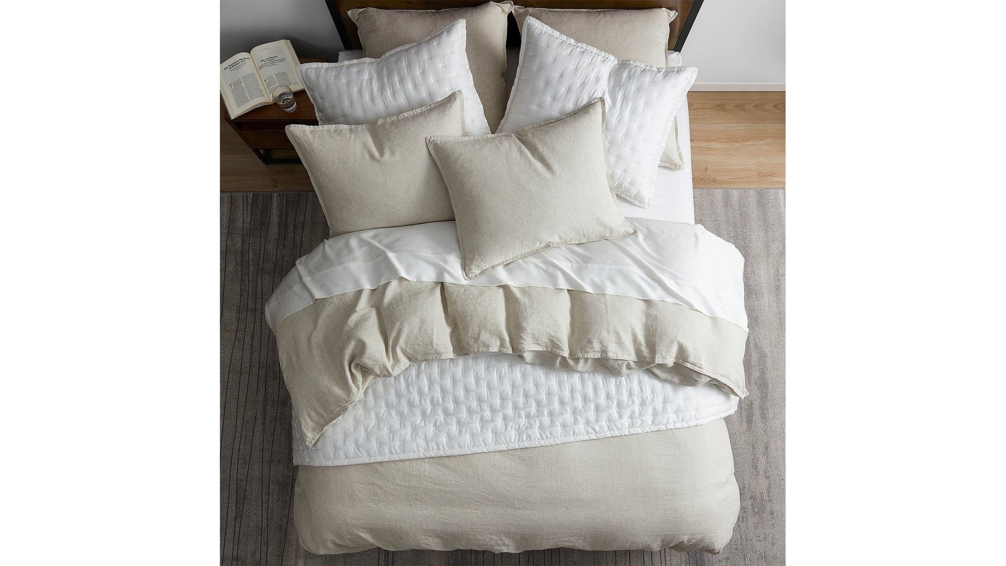 100% French Flax Linen - King Duvet Cover Set Set of 3 - Natural