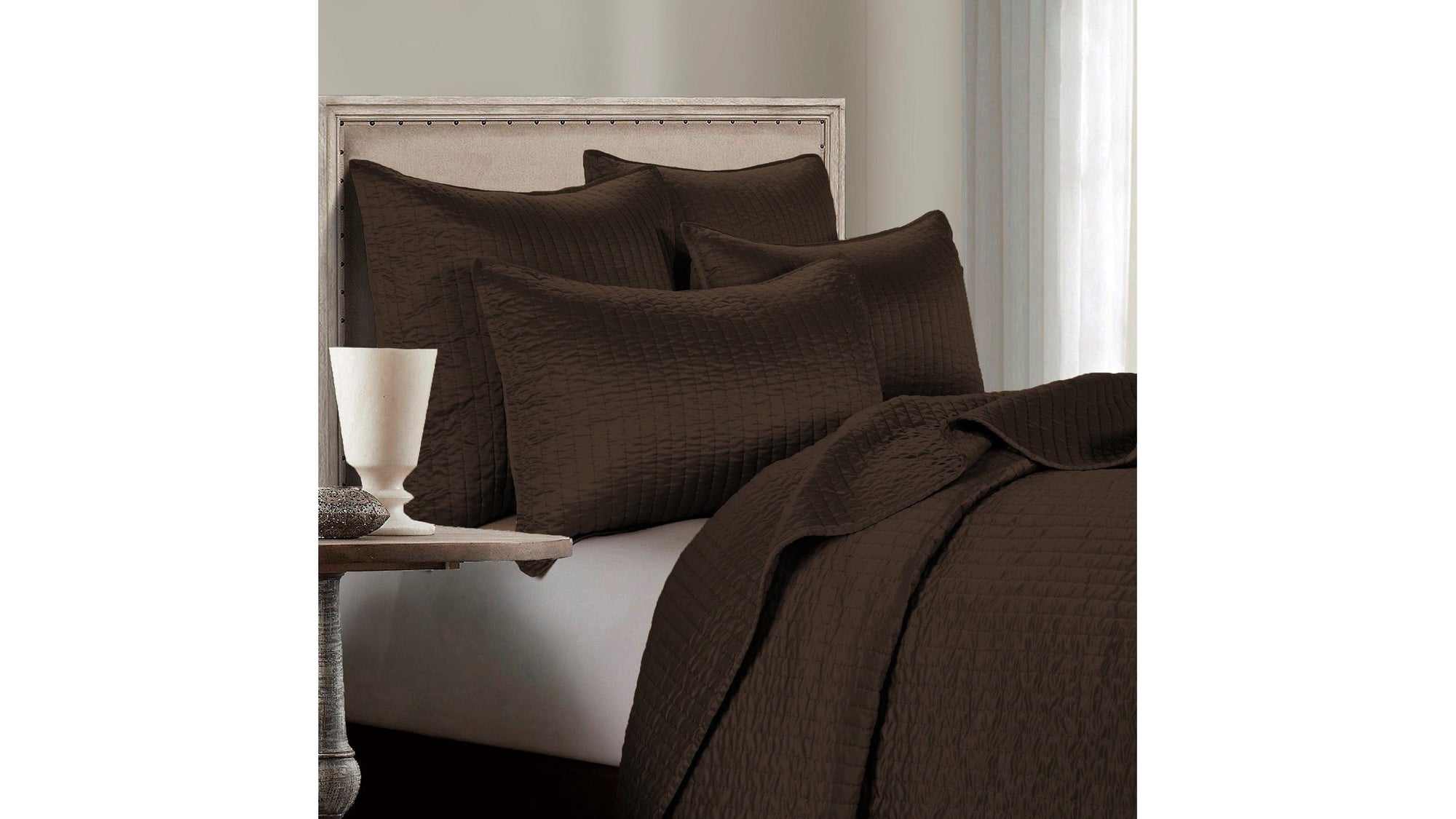 Satin Channel - Full/Queen Quilt Set Set of 3 - Chocolate
