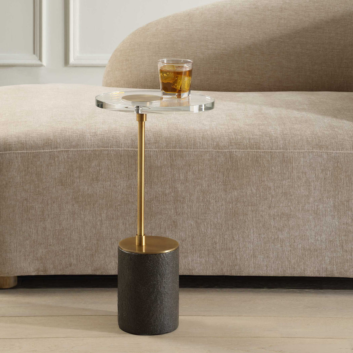 Kaufman - Crystal Accent Table - Black / Brass
