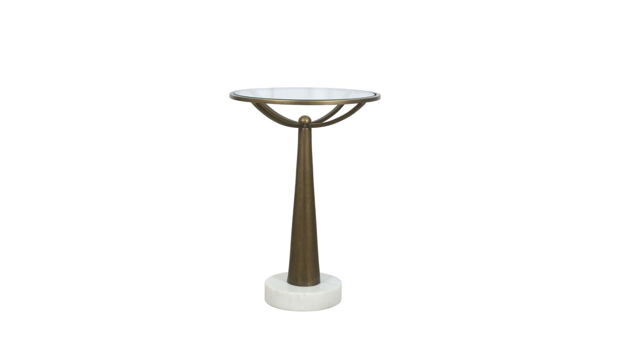 Delgado - Accent Table - Antique Brass / White Marble