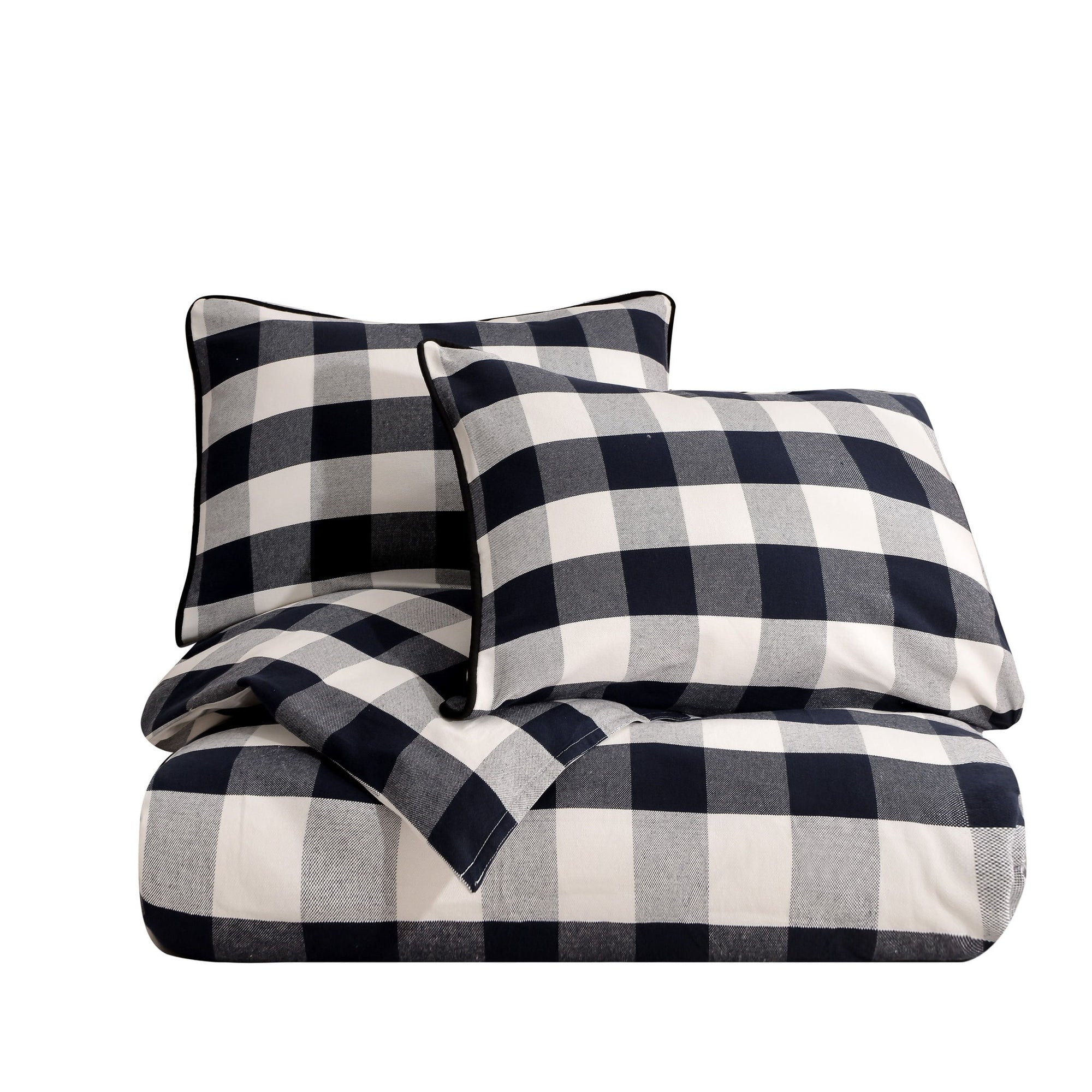 Camille - Twin Buffalo Check Comforter Set (Set of 2) - Black / Natural