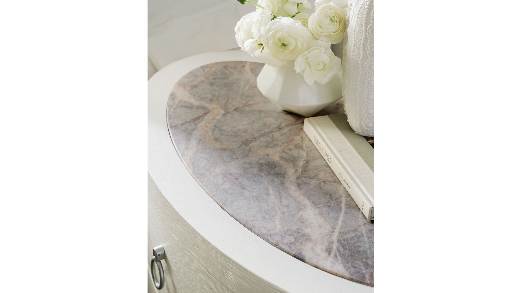 Serenity - Wavecrest Oval Nightstand - White
