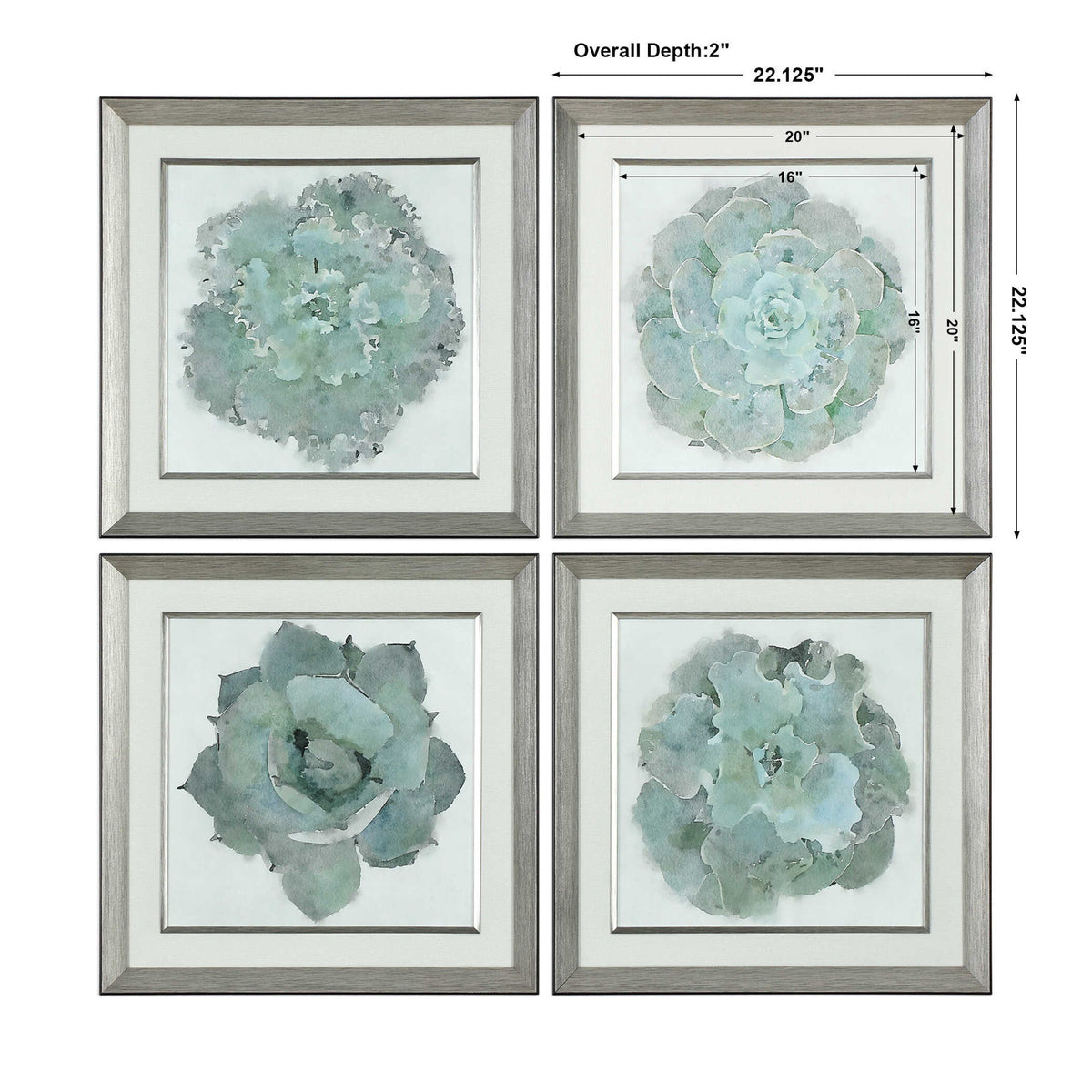 Natural Beauties - Botanical Prints (Set of 4) - Light Blue