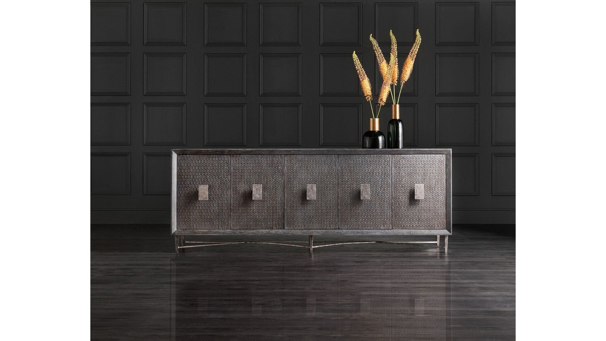 Melange - Keenan 5-Door Credenza - Dark Brown