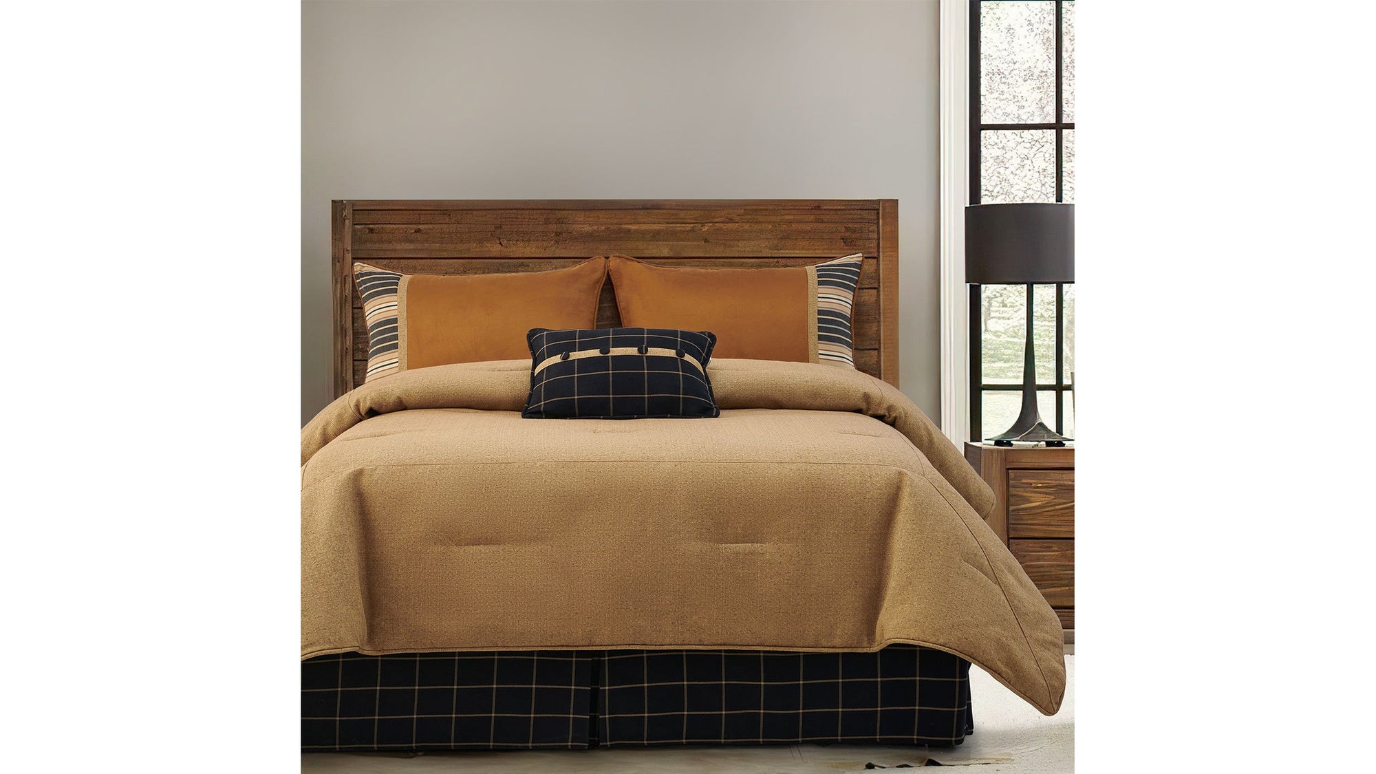 Ashbury - Twin Comforter Set Set of 4 - Tan / Black