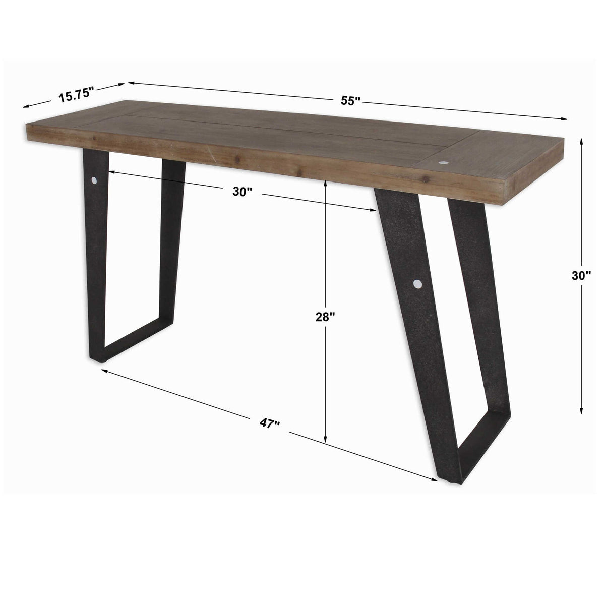 Freddy - Weathered Console Table - Light Brown &amp; Black