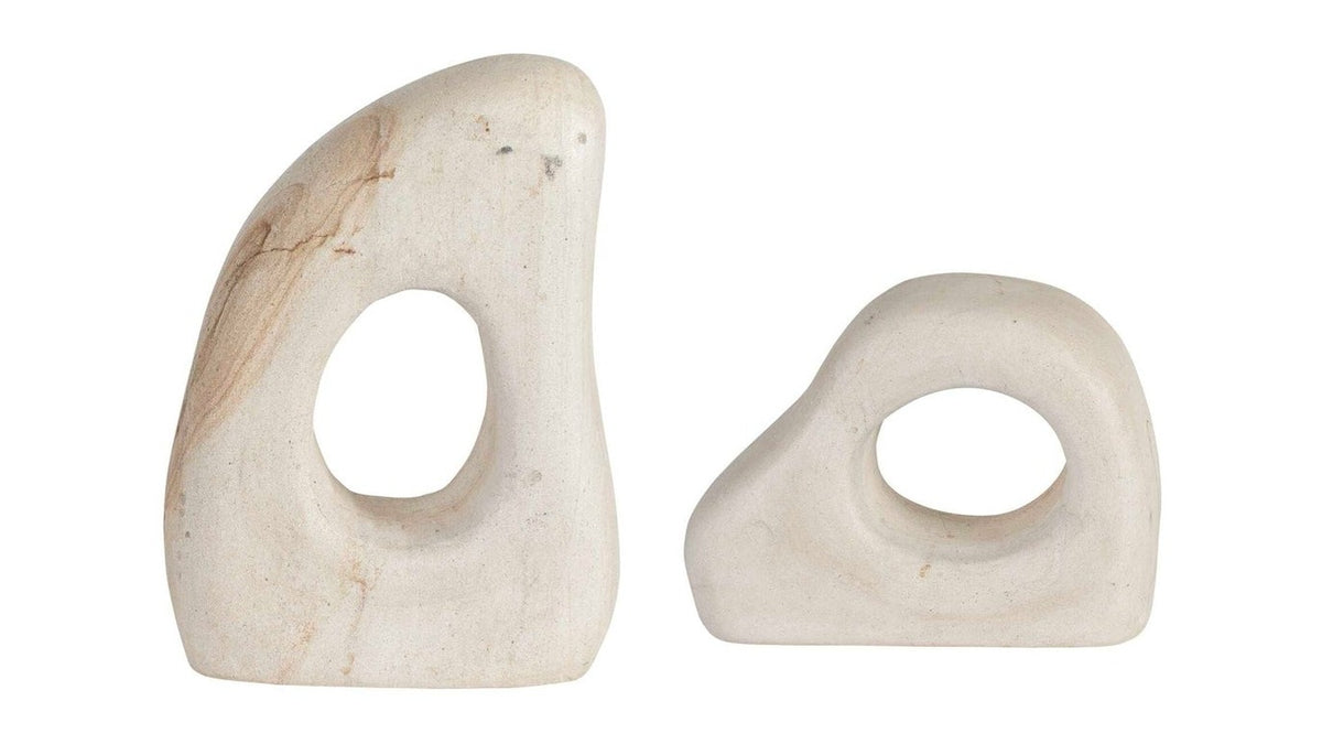 Stone Flow - Outdoor Sculptures Set of 2 - Brown / White