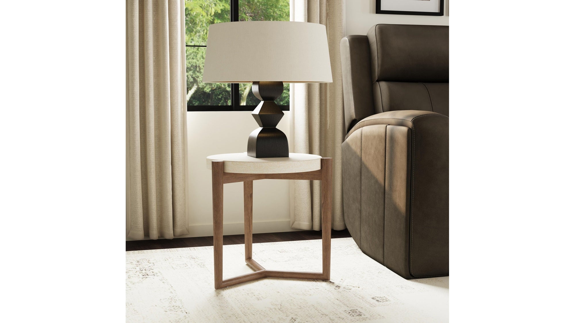 Verona - Accent Table - Beige / Dark Brown
