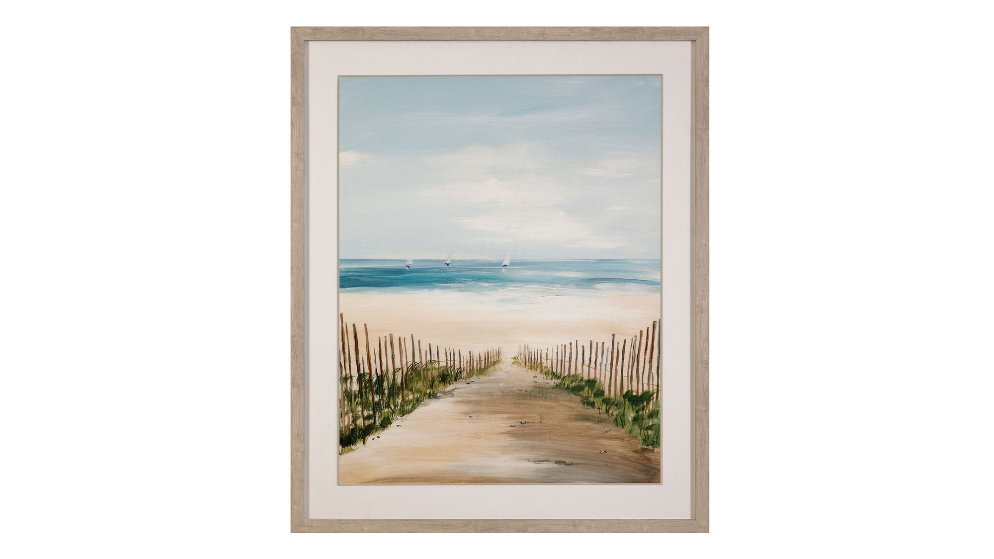 Beach Path Framed Print - Blue
