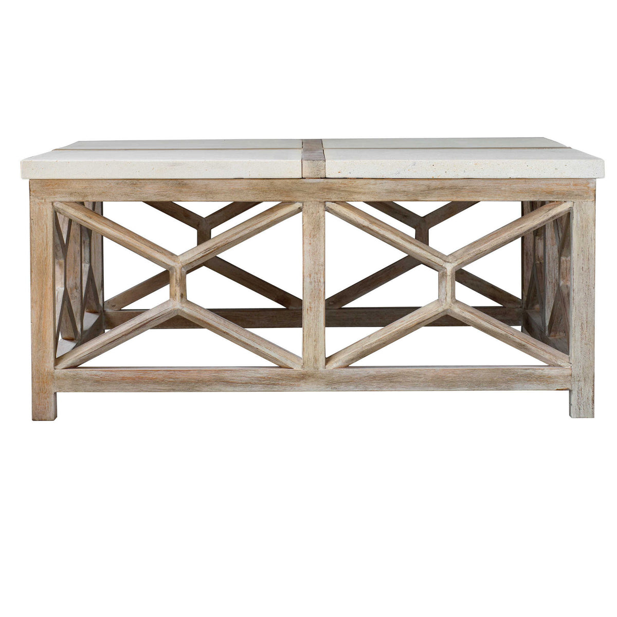 Catali - Stone Coffee Table - White &amp; Light Brown