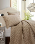 Velvet Diamond - King Quilt Set (Set of 3) - Oatmeal