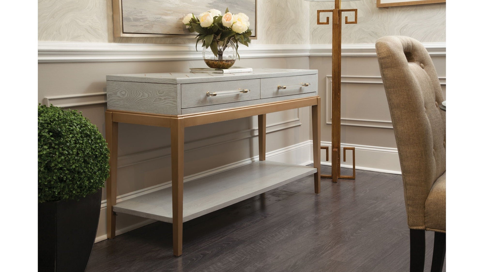 Perrine - Console Table - Silver / Gold