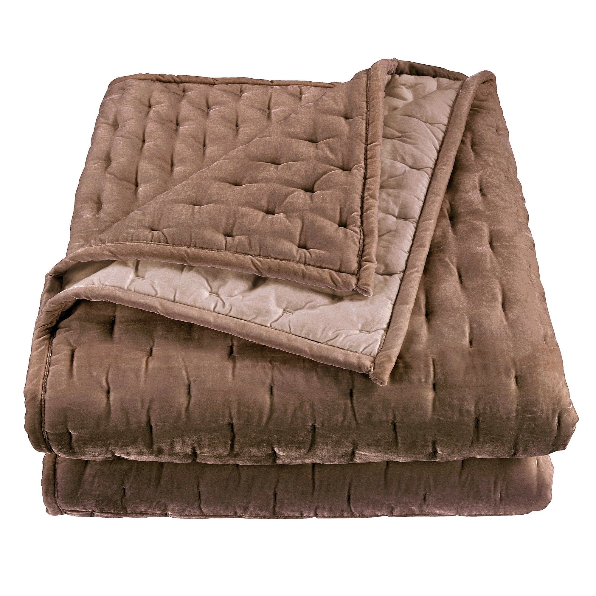 Stella - King Faux Silk Velvet Pintuck Quilt - Dusty Rose