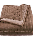 Stella - King Faux Silk Velvet Pintuck Quilt - Dusty Rose