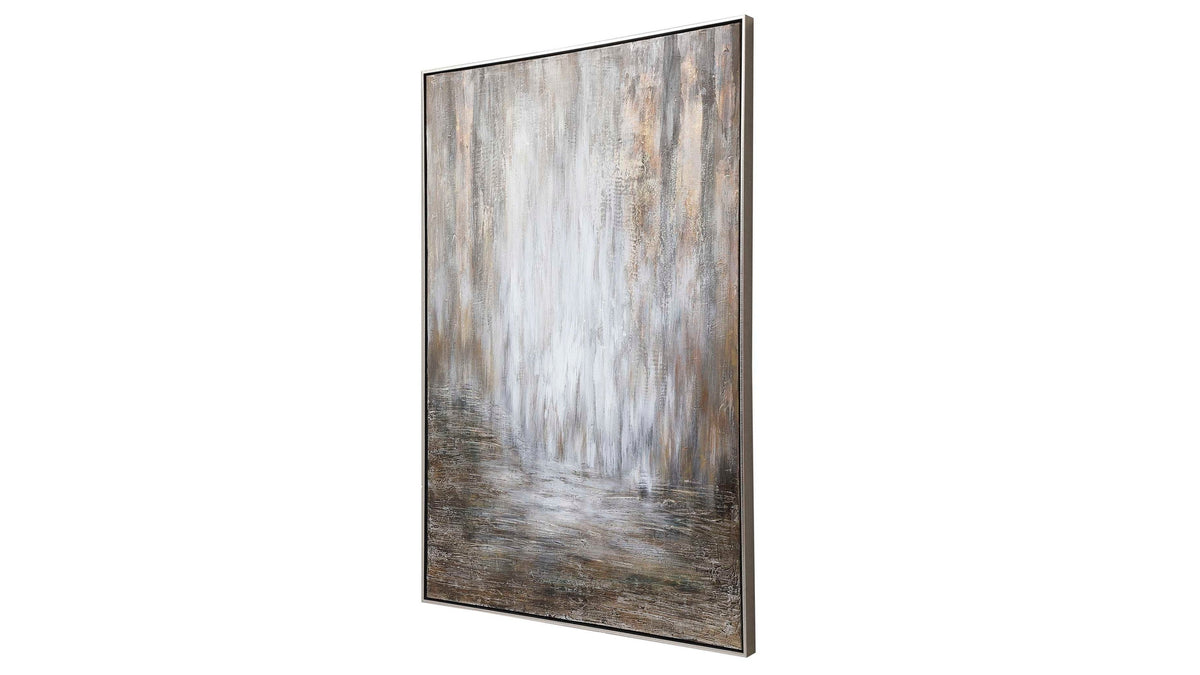 Desert Rain - Hand Painted Abstract Art - Gray