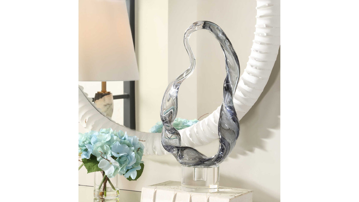 Luminous Twist - Glass Sculpture - Black / White