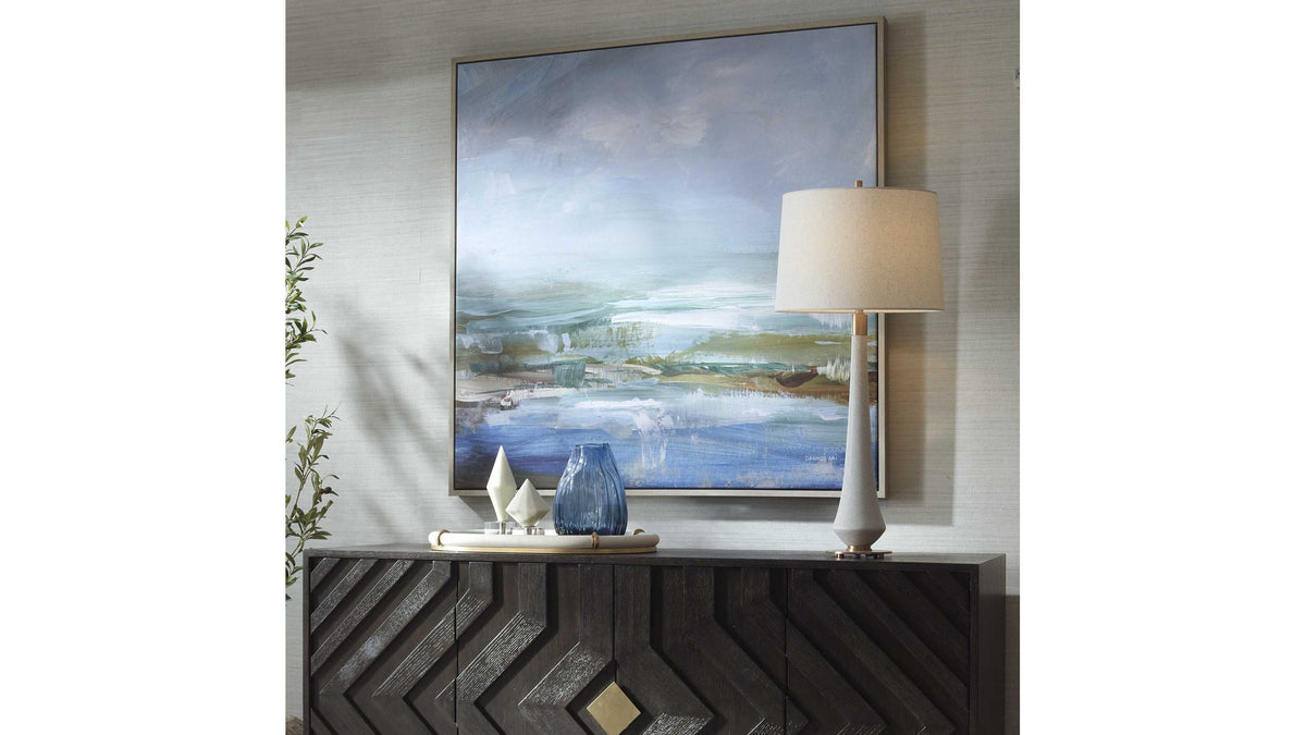 Lush Valley - Framed Canvas - Light Blue