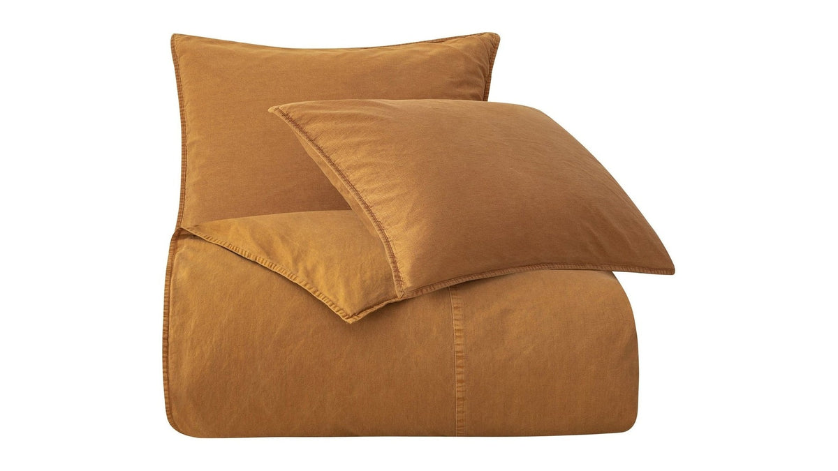Cotton Canvas - Queen Stonewashed Duvet Cover Set Set of 3 - Terracotta