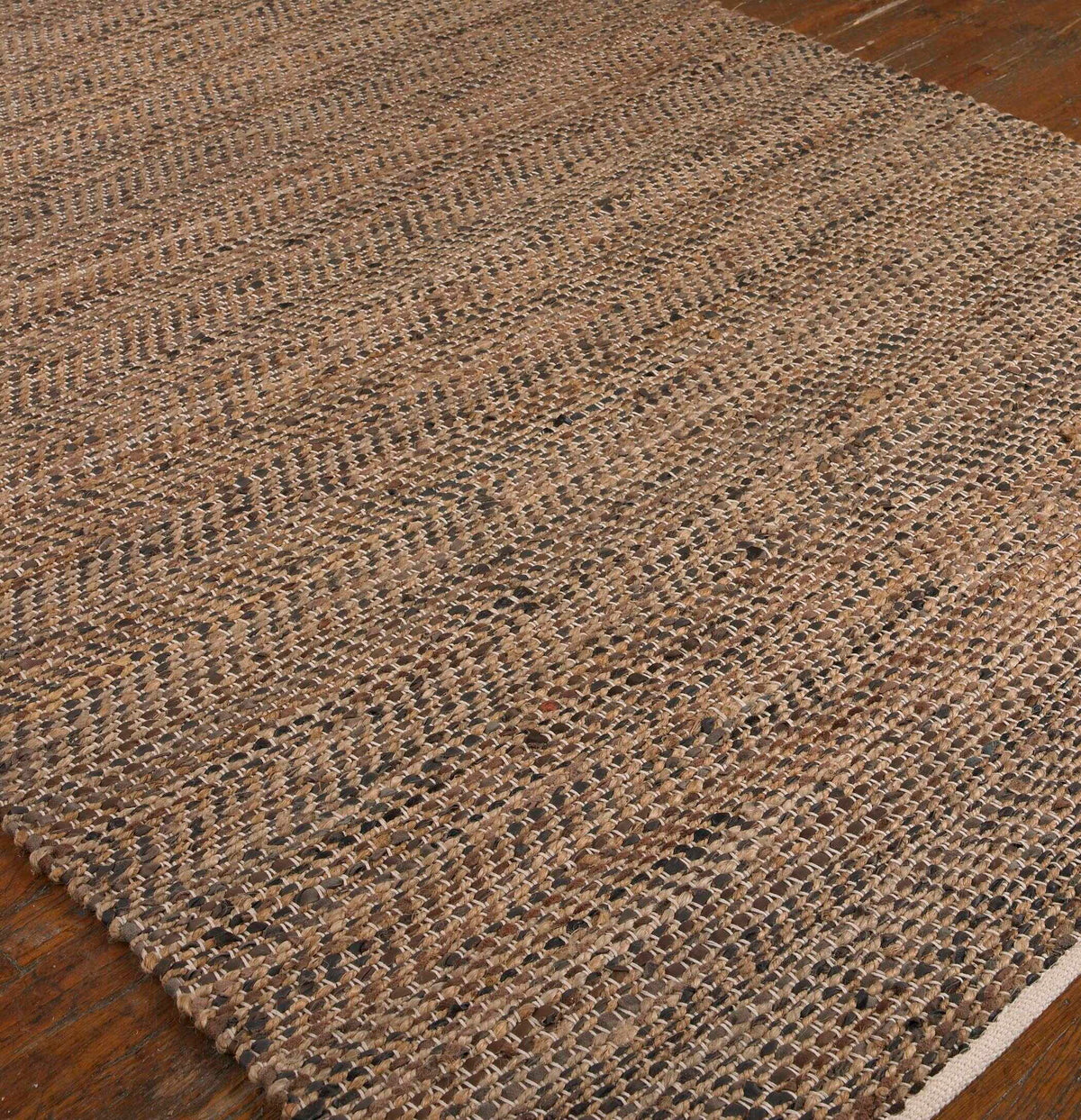 Tobais - Rescued Leather &amp; Fabric Rug
