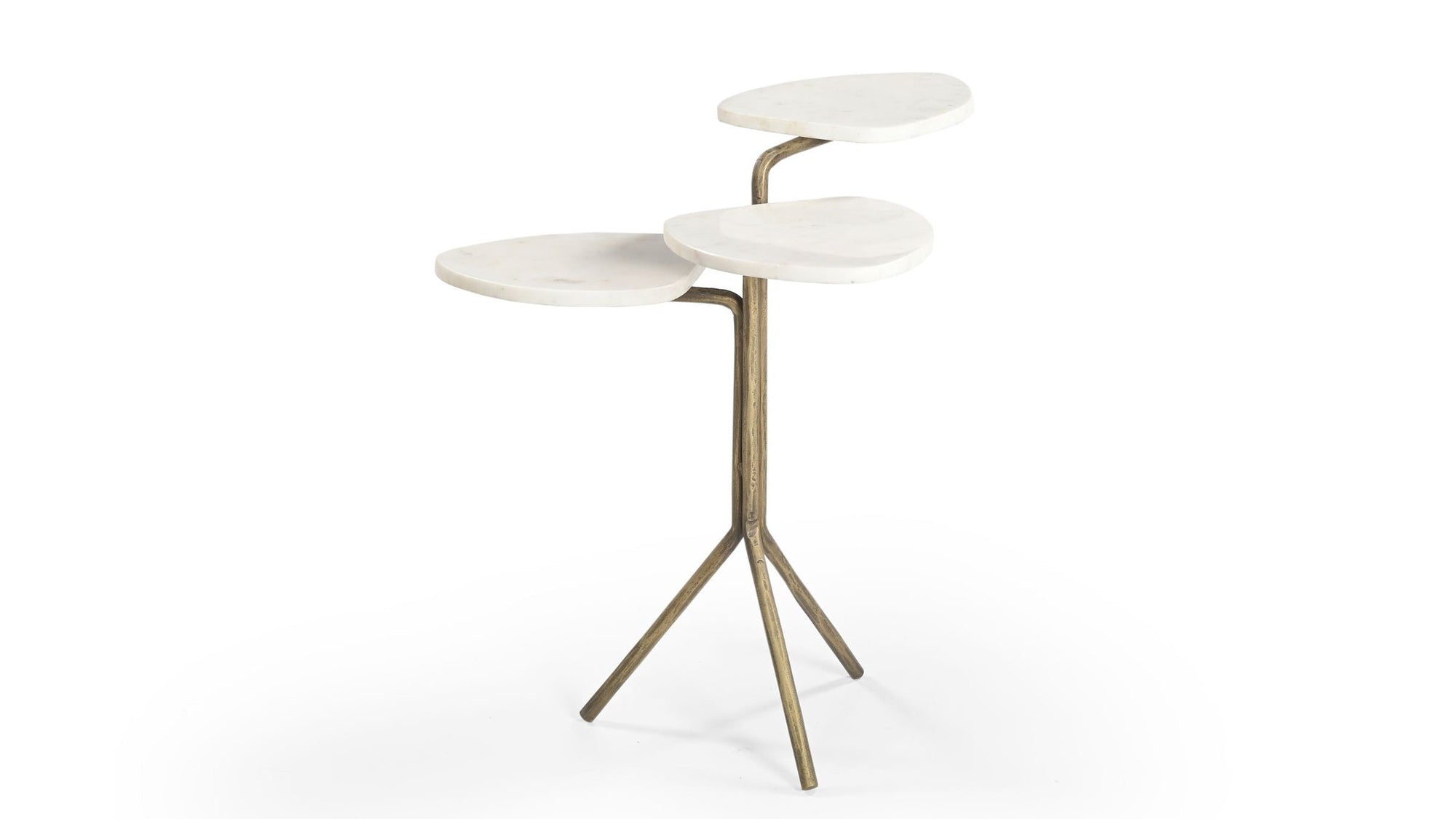 Alpine - Accent Table - Brass / White