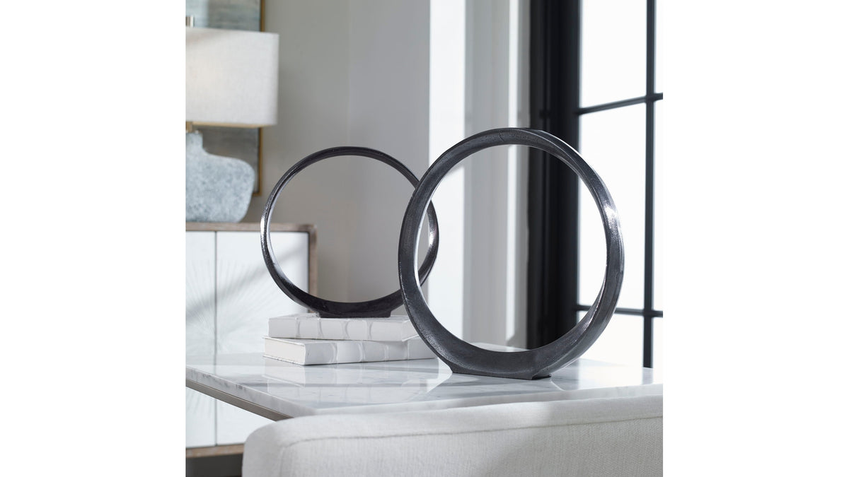 Orbits - Ring Sculptures Set of 2 - Black