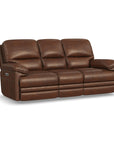 David - Power Reclining Sofa With Power Headrests & Lumbar - Pecan