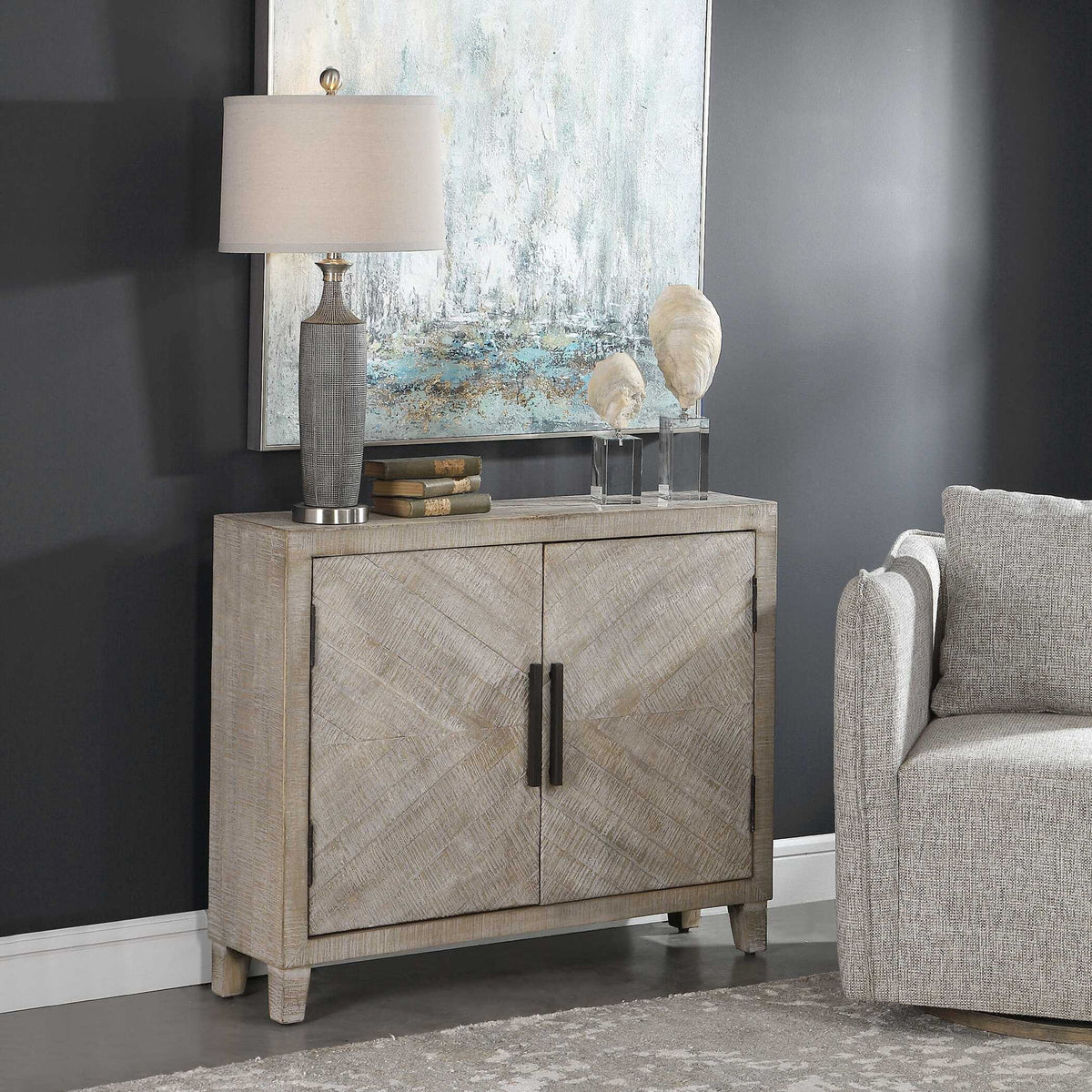 Adalind - Washed Accent Cabinet - White Washed